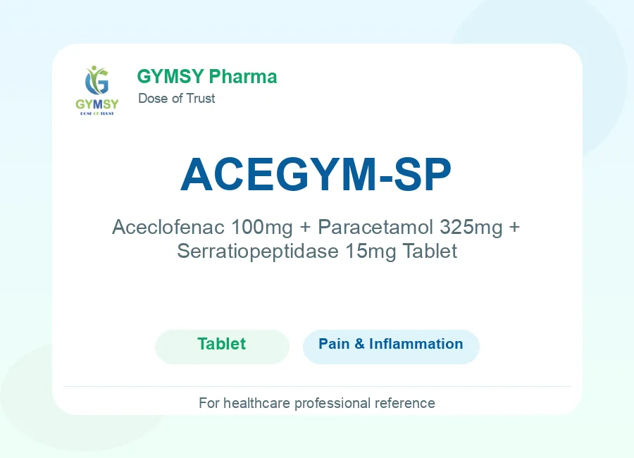 ACEGYM-SP Aceclofenac 100mg + Paracetamol 325mg + Serratiopeptidase 15mg Tablet by GYMSY Pharma