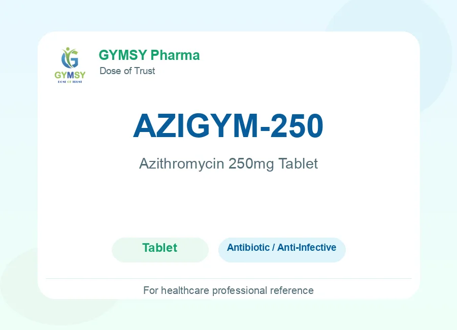 AZIGYM-250 Azithromycin 250mg Tablet by GYMSY Pharma
